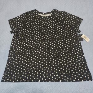 NWT Torrid 3X Bird Print Super Soft Crew Neck Short Sleeve Black Tee Plus Size